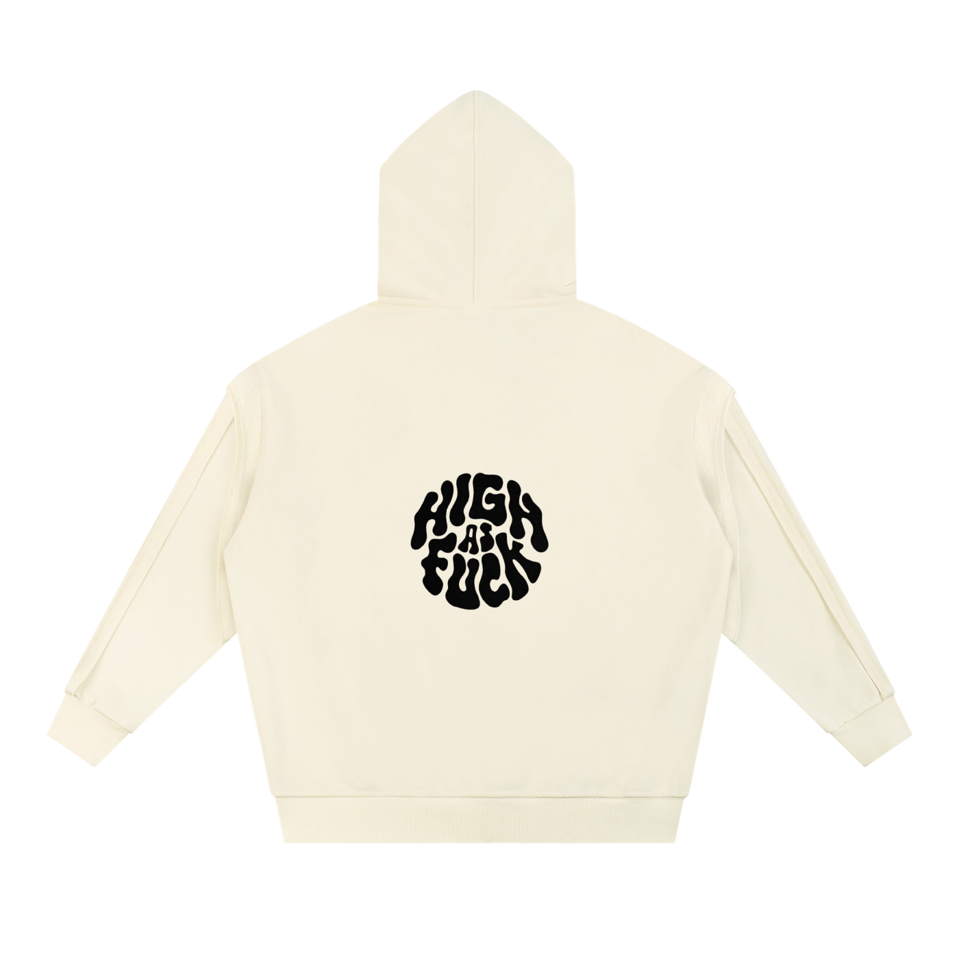 Contrast Tape Raw Edge Double Layered Zip Hoodie