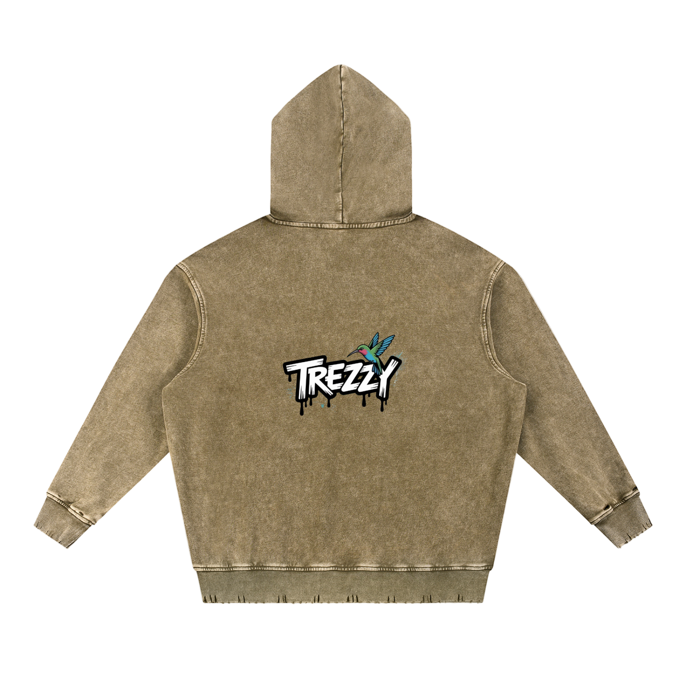 Snow Wash Hand-Frayed Heavyweight  Hoodie