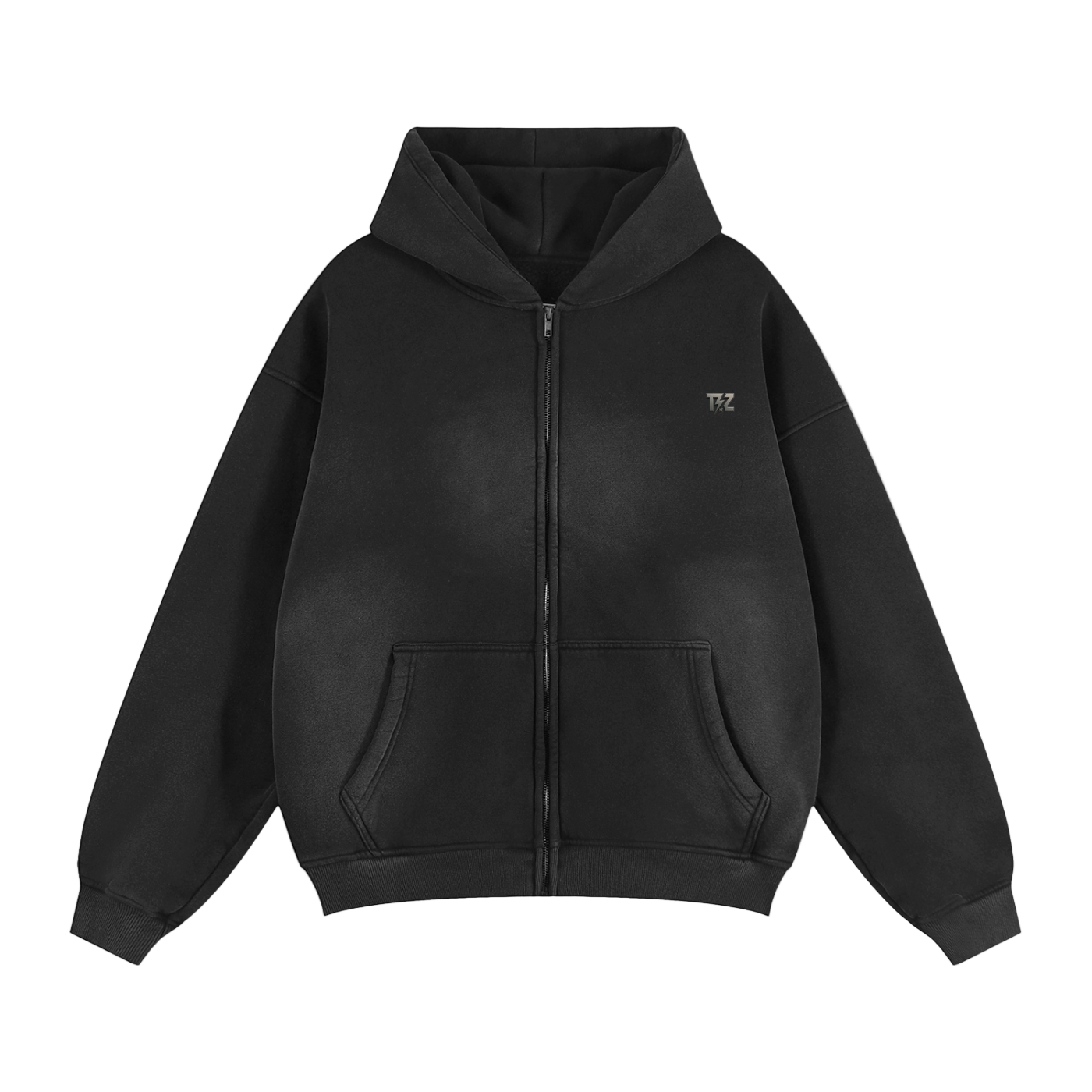 Sunfade Two-way Zipper Boxy Fleece Hoodie