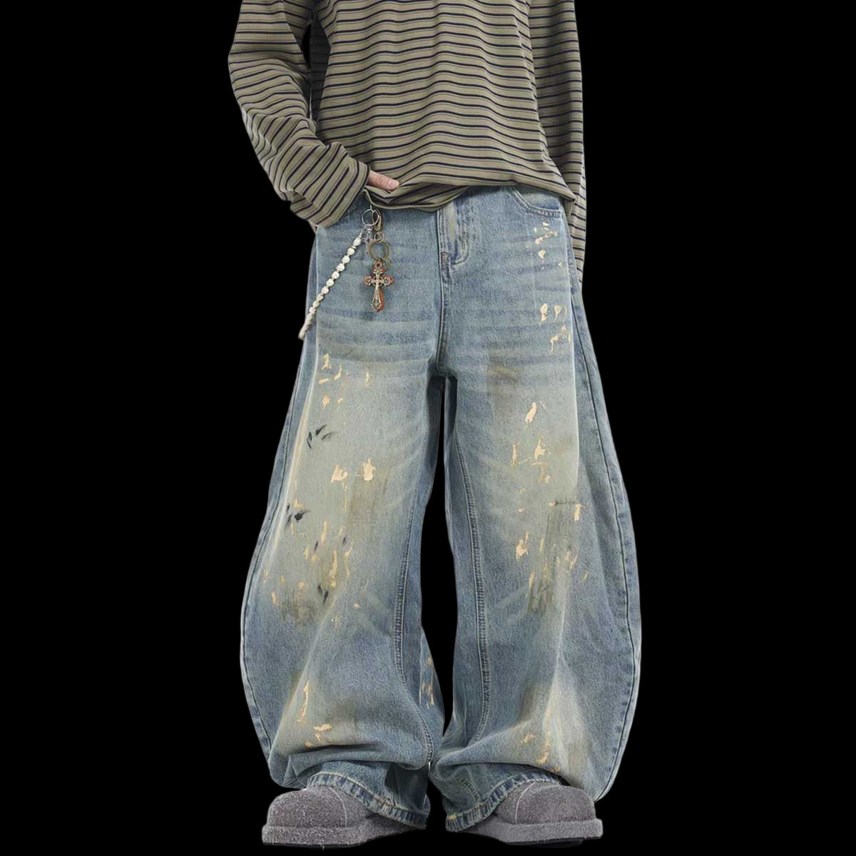 Hand-Painted Loose Streetwear Jeans