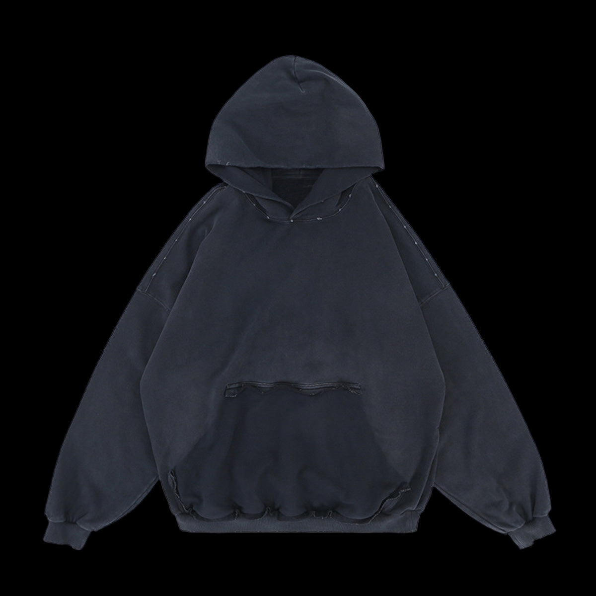 Reverse Pocket Design Distressed Hoodie