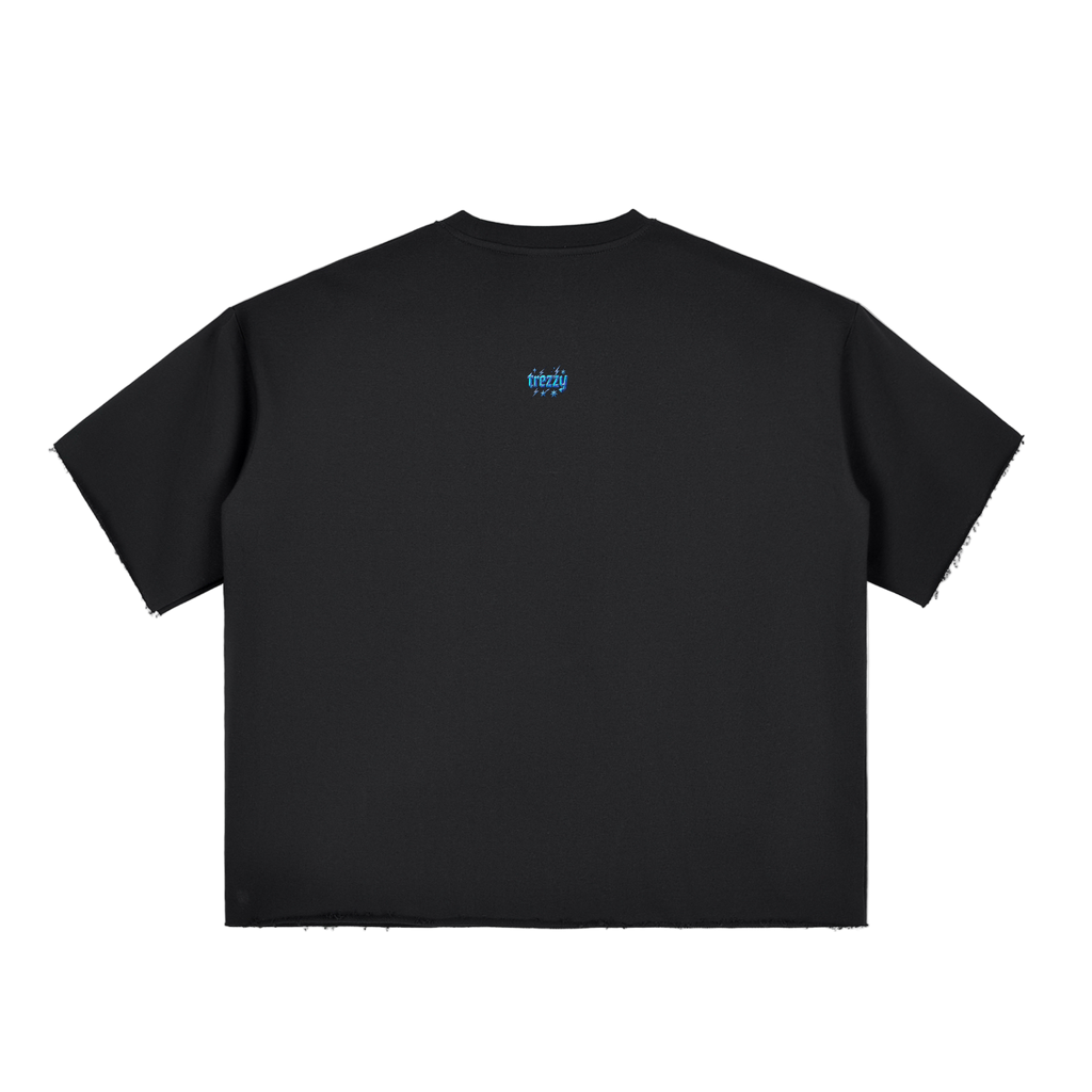 Boxy Half-Sleeve Raw-Edge T-Shirt