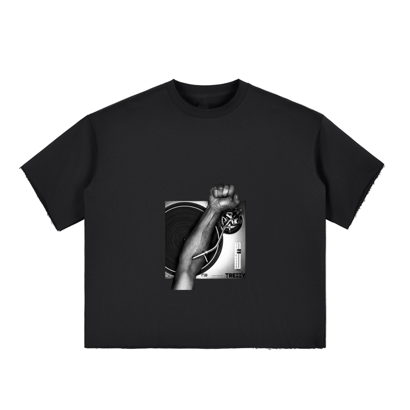 Boxy Half-Sleeve Raw-Edge T-Shirt