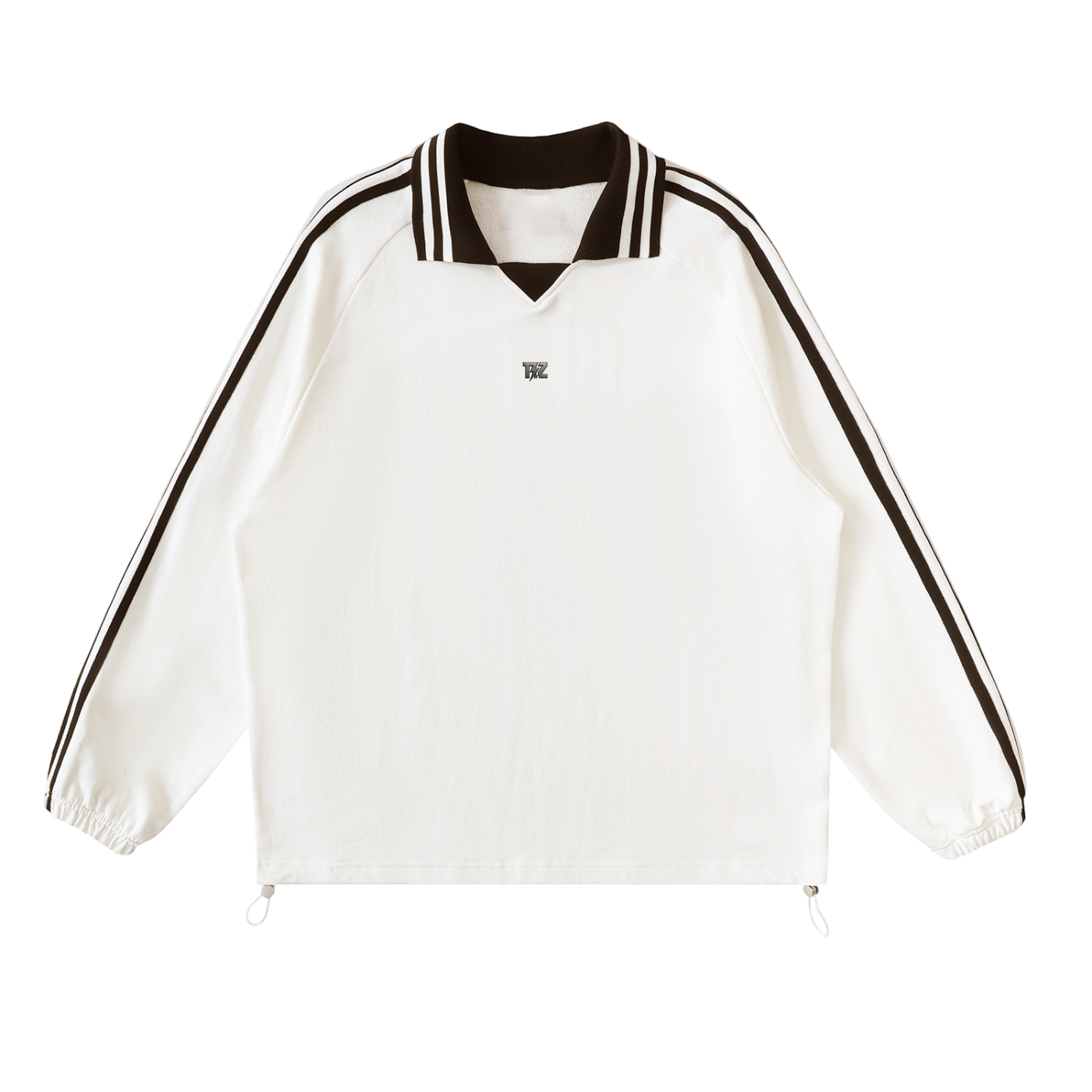 Contrast Striped Lapel Collar Sweatshirt
