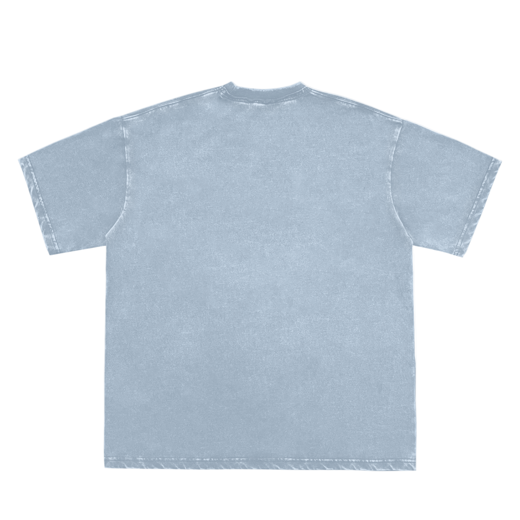 Snow Washed Raw-Edge Neckline T-Shirt