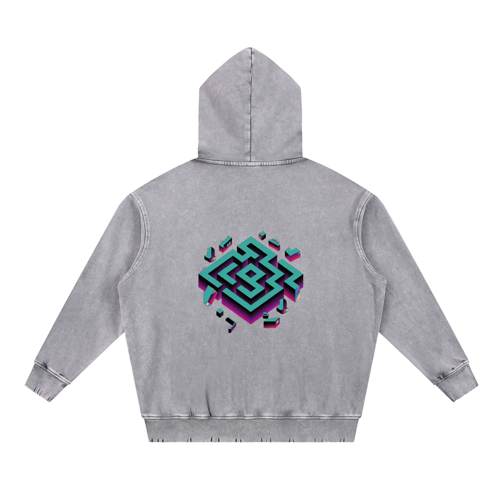 Snow Wash Hand-Frayed Heavyweight  Hoodie