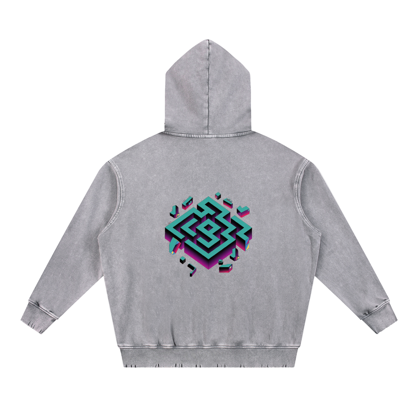 Snow Wash Hand-Frayed Heavyweight  Hoodie