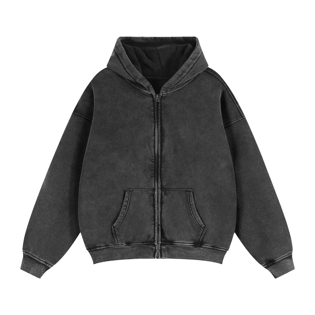 Zip-Through Boxy Fleece Hoodie