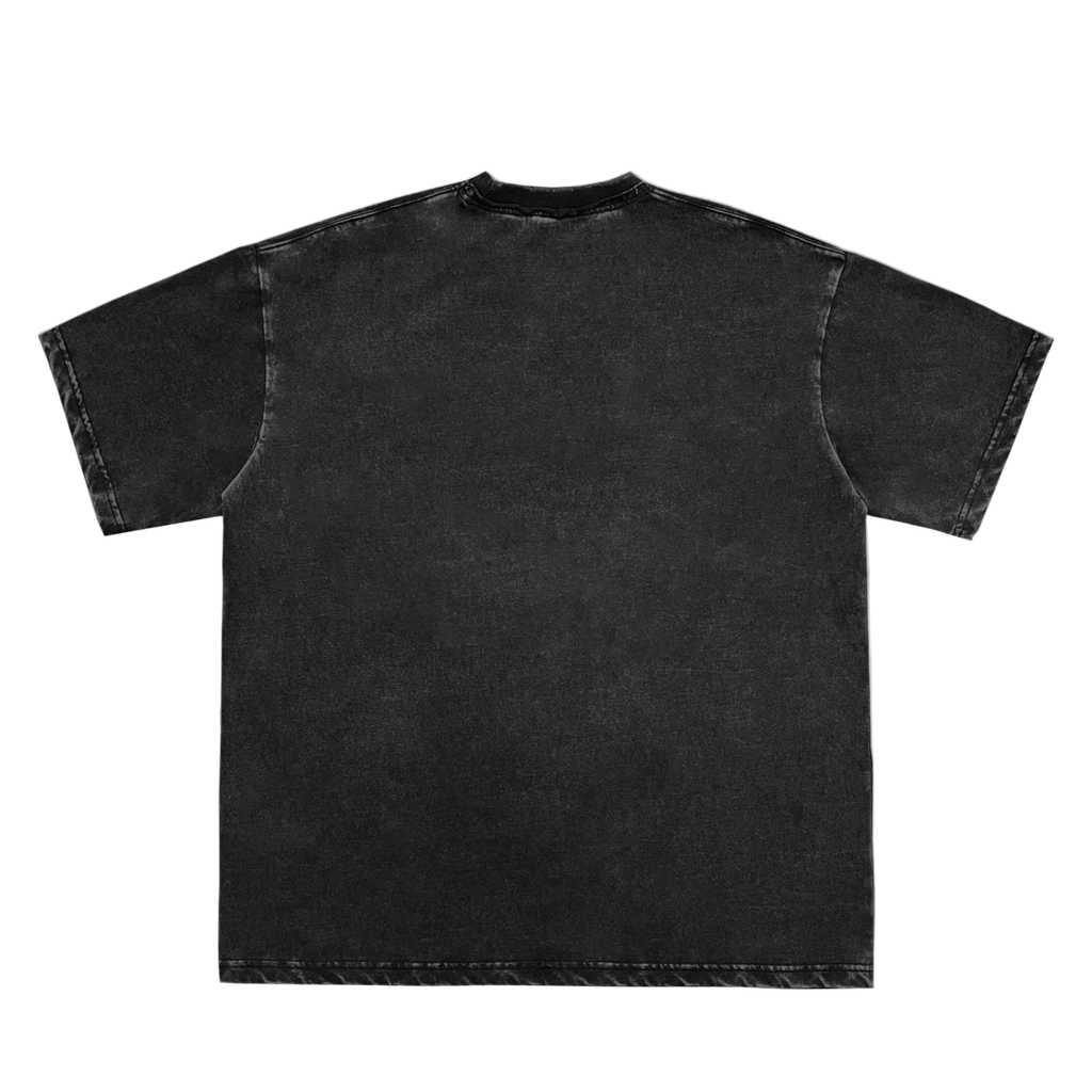 Snow Washed Raw-Edge Neckline T-Shirt