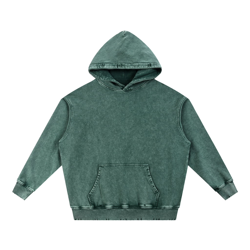Snow Wash Hand-Frayed Heavyweight  Hoodie