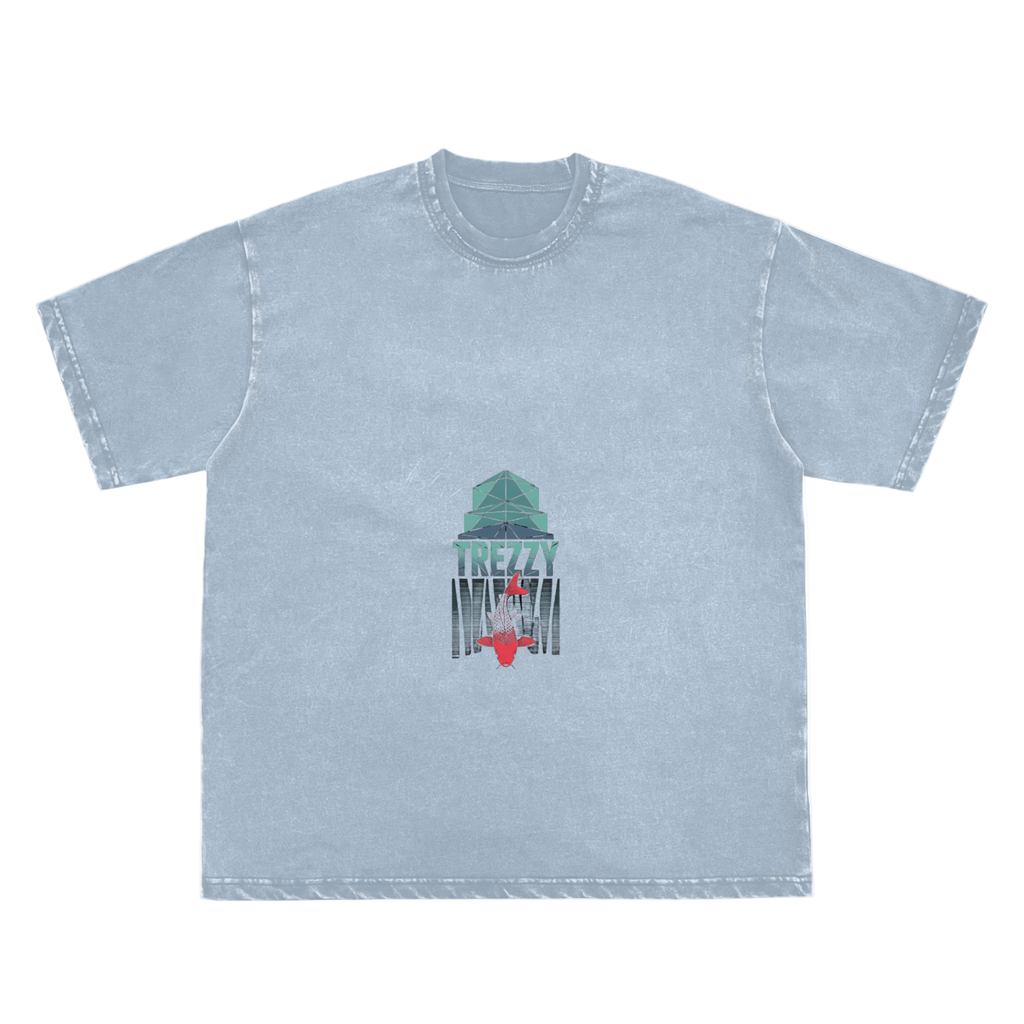 Snow Washed Raw-Edge Neckline T-Shirt