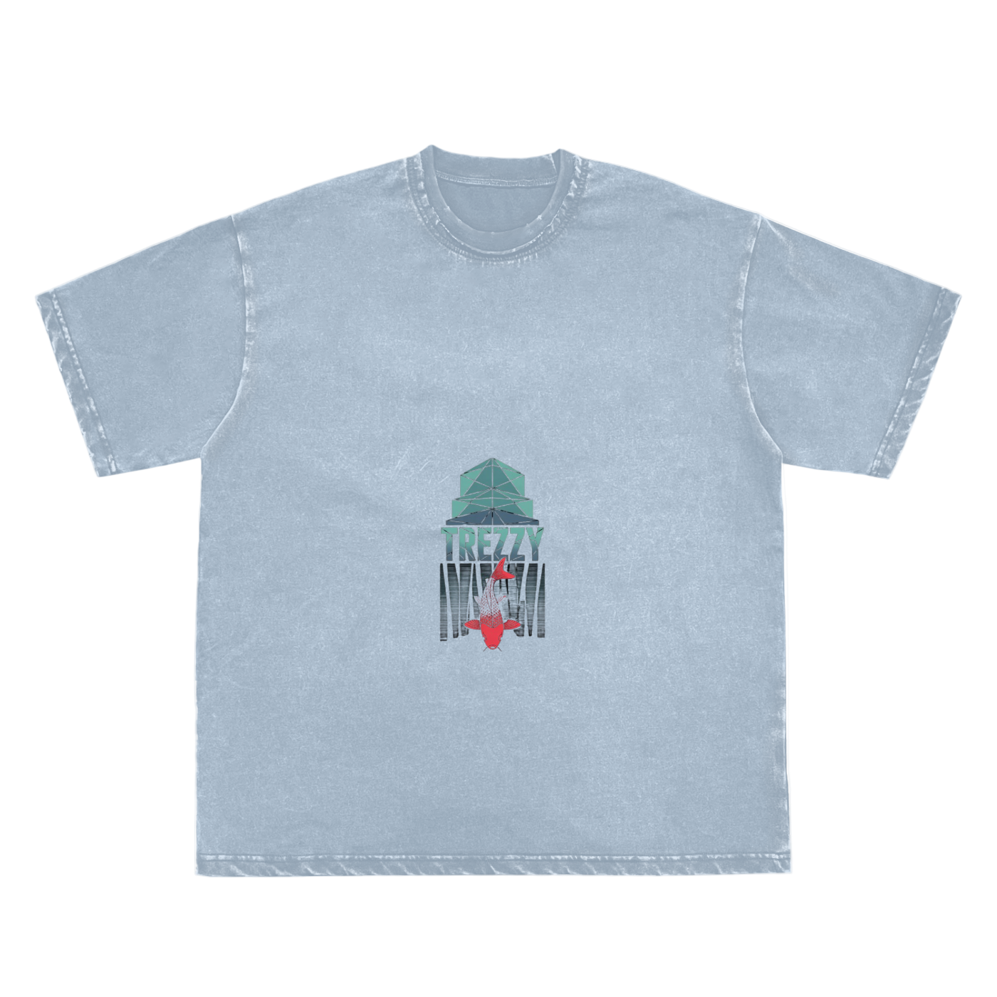 Snow Washed Raw-Edge Neckline T-Shirt