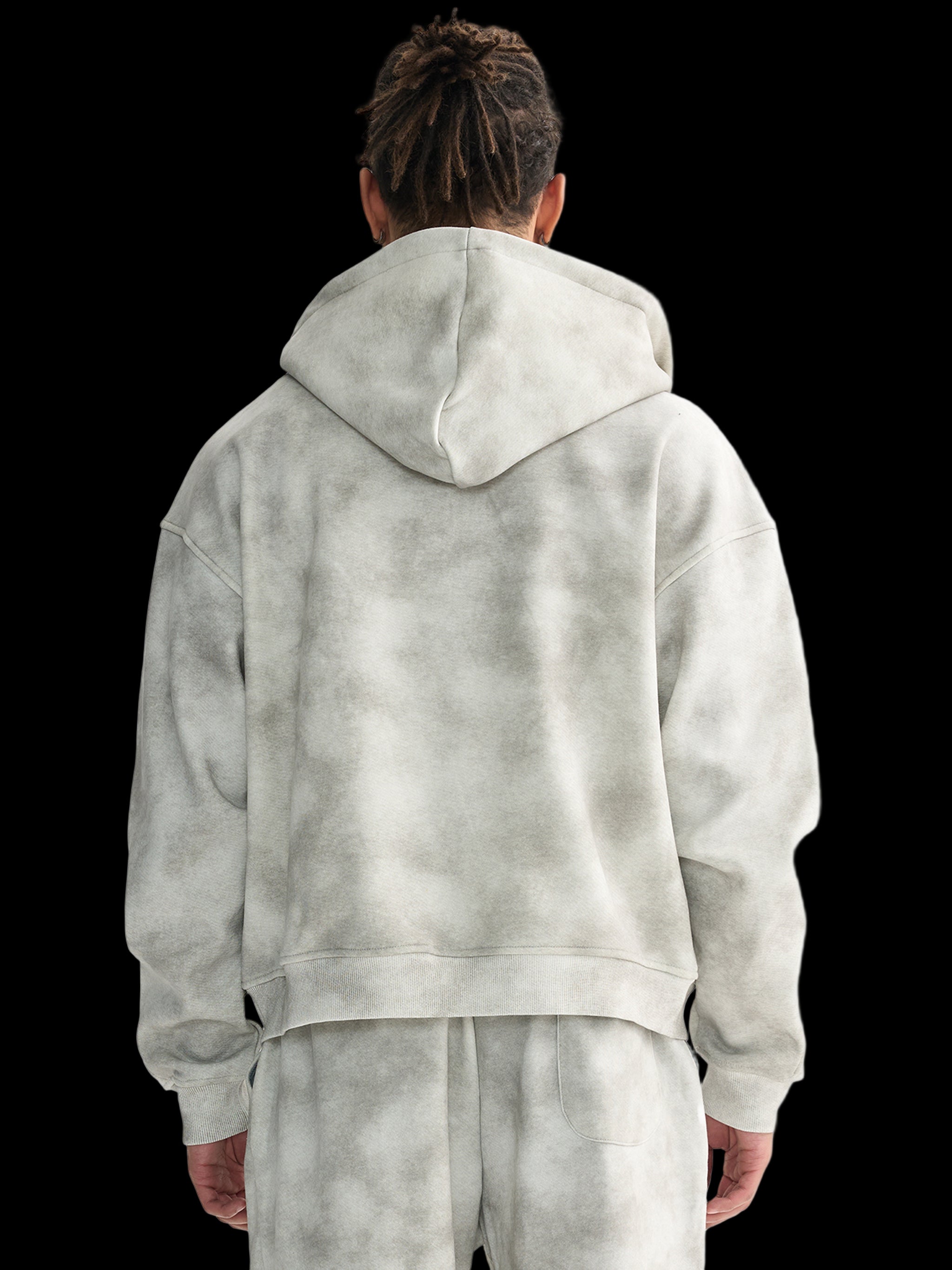 Dirty Washed Zip-Up Fleece Hoodie