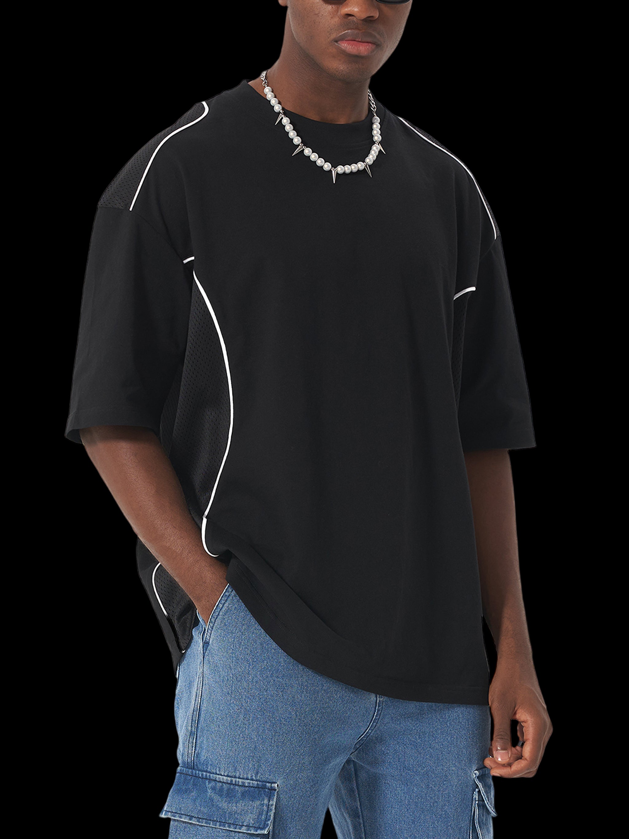Contrast Piped Panel T-Shirt