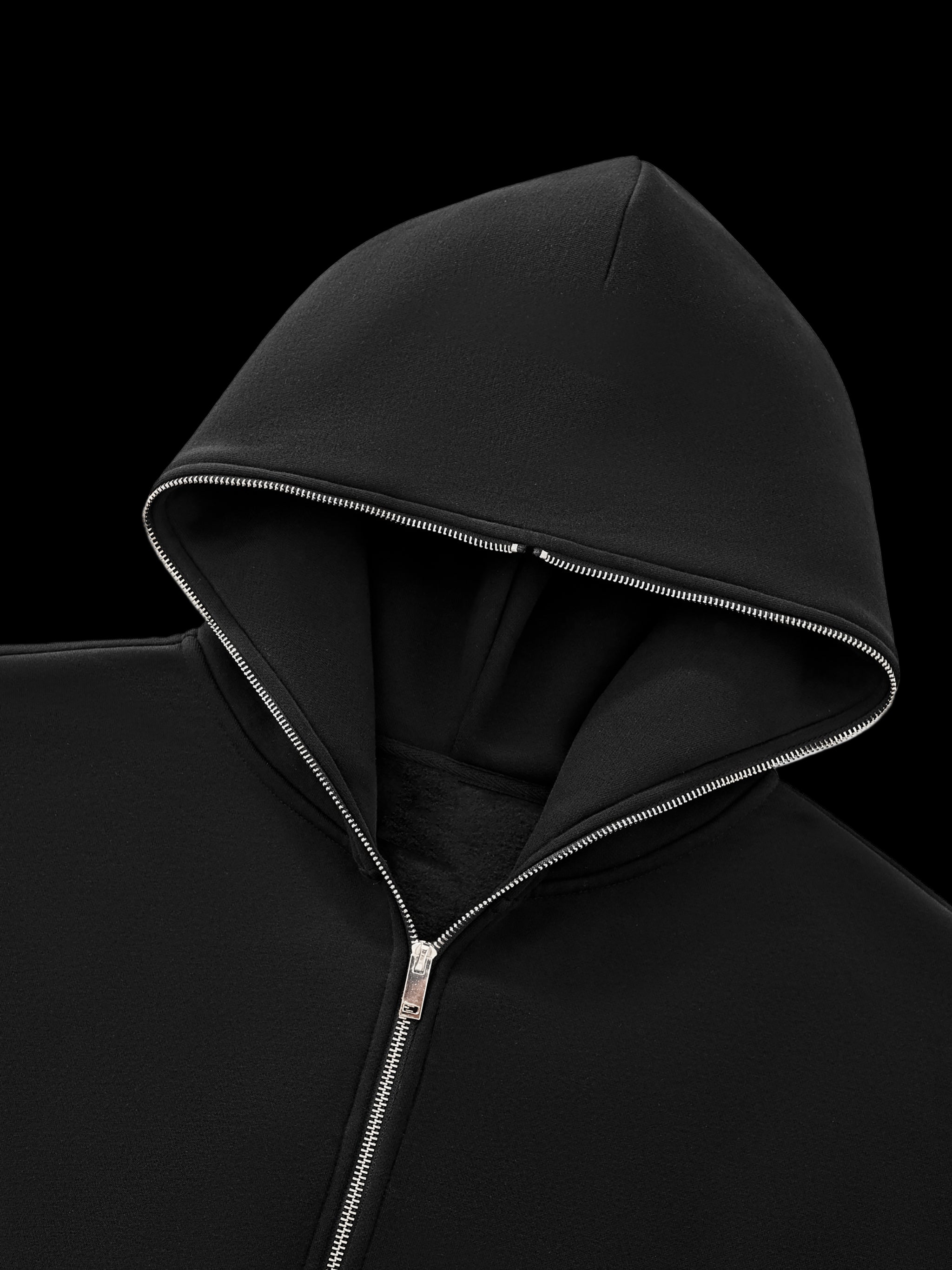 Fleeced Full-Zip Boxy Hoodie
