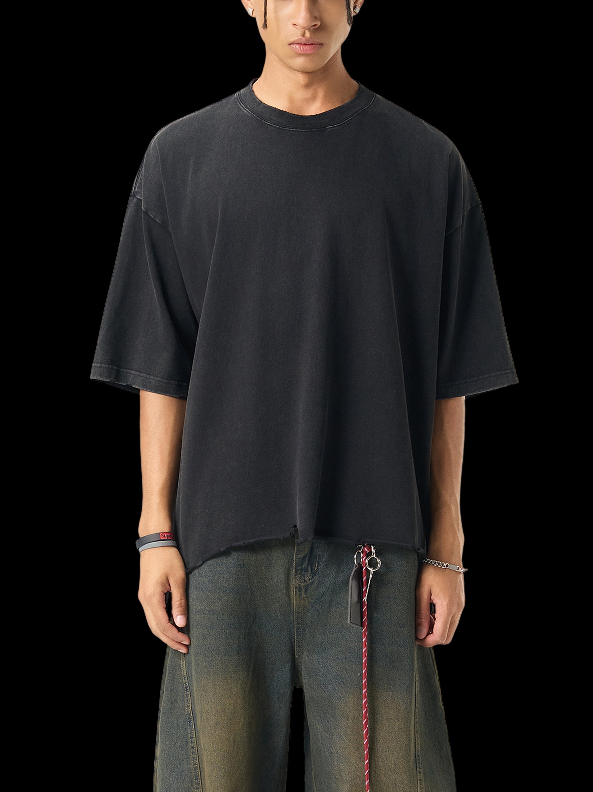 Snow Wash Raw-Hem Boxy T-shirt