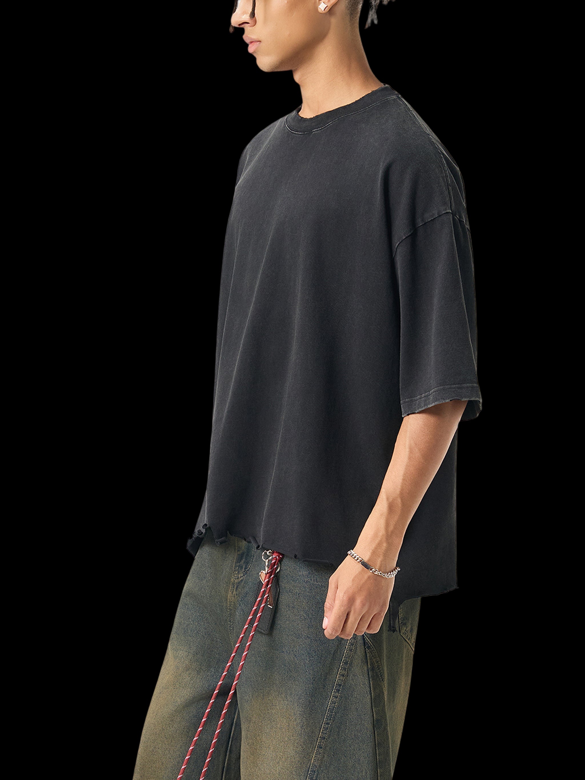 Snow Wash Raw-Hem Boxy T-shirt
