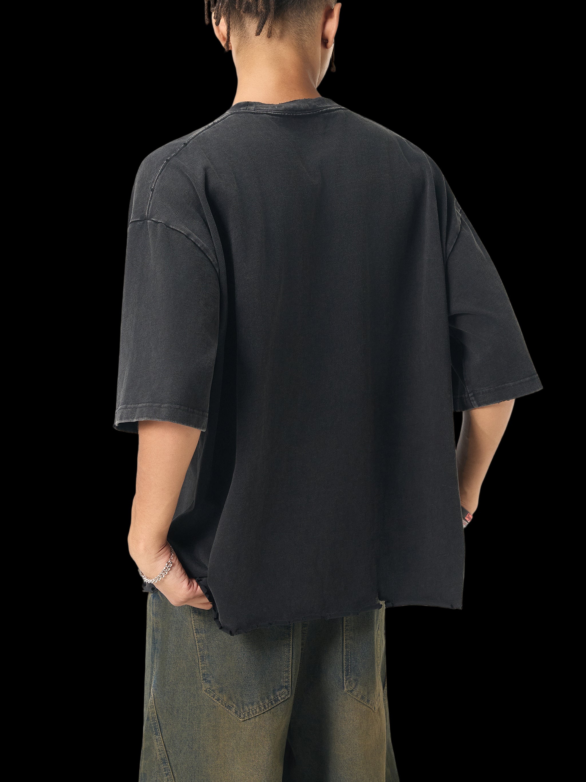 Snow Wash Raw-Hem Boxy T-shirt